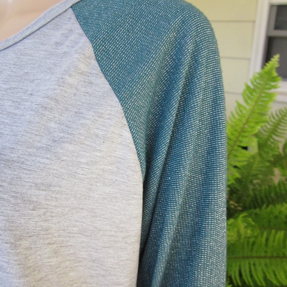 LuLaRoe Sparkly Gray & Blue Jersey Tops - Picture 2 of 4